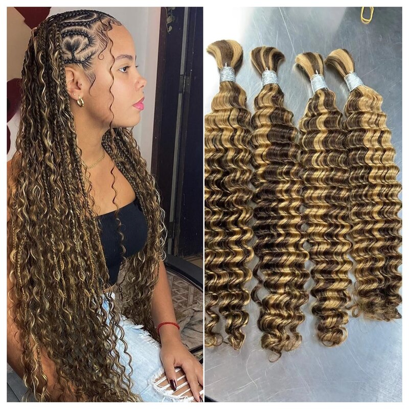 Extensiones de cabello humano vietnamita para mujeres negras, cabello humano de onda profunda a granel, Remy brasileño, 18-28 pulgadas