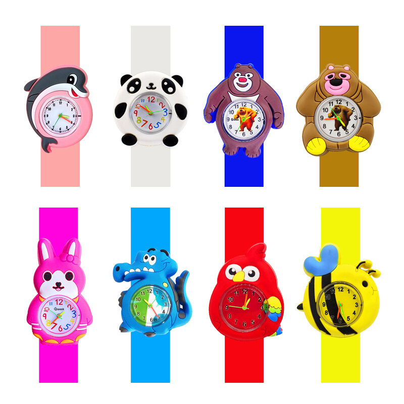 Relojes de dibujos animados para niños y niñas de 2 a 14 años, pulsera de Slap, juguete de tiempo de aprendizaje, regalo de Navidad, novedad de 2024