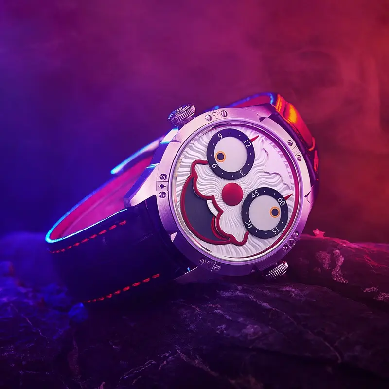 Joker Heren Lederen Band Waterdichte Maanfase Multifunctionele Duiker Automatisch Quartz Uurwerk Horloge Mode Luxe Horloge