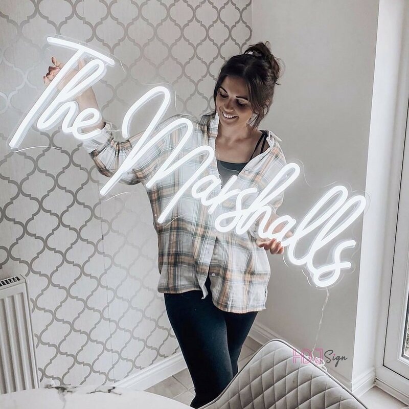 Last Name Wedding Neon Led Sign Custom Personalized Wedding Neon Signs Name Night Lights USB Wall Room Party Birthday Decoration