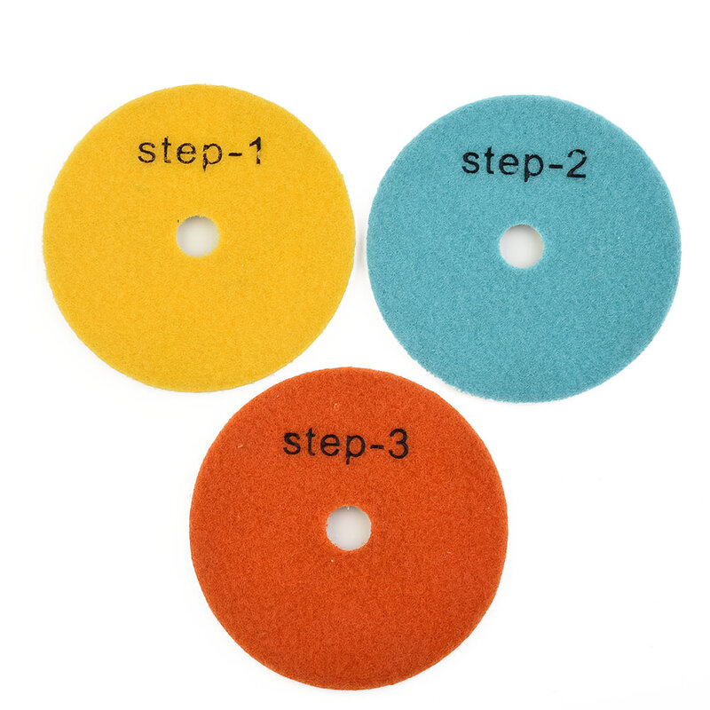 3Pcs 4 Inch Dry/Wet Diamond 3 Step Polishing Pads 100mm Granite Polishing Tool For Polishing Granite Concrete Stone And Marble