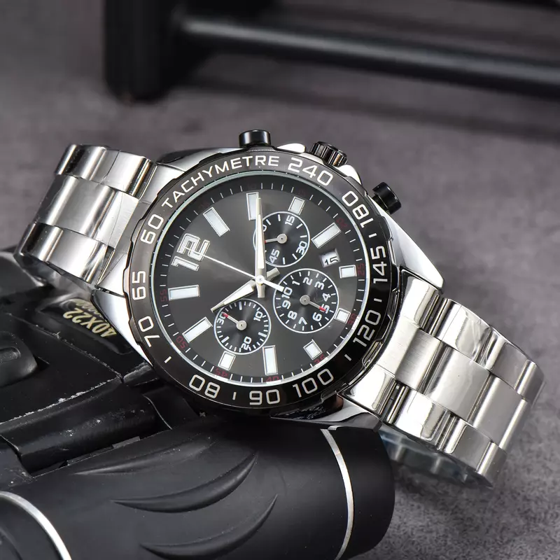 Clássico multifunções relógio de aço inoxidável completo para homens, marca original relógios, Business Chronograph, data automática, relógios AAAAA
