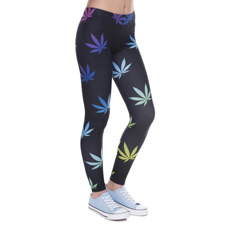 DeanFire Super Soft Stretchy Color Weed Print Fitness Leggings Sexy Silm Legins High Waist Trouser Women Pants