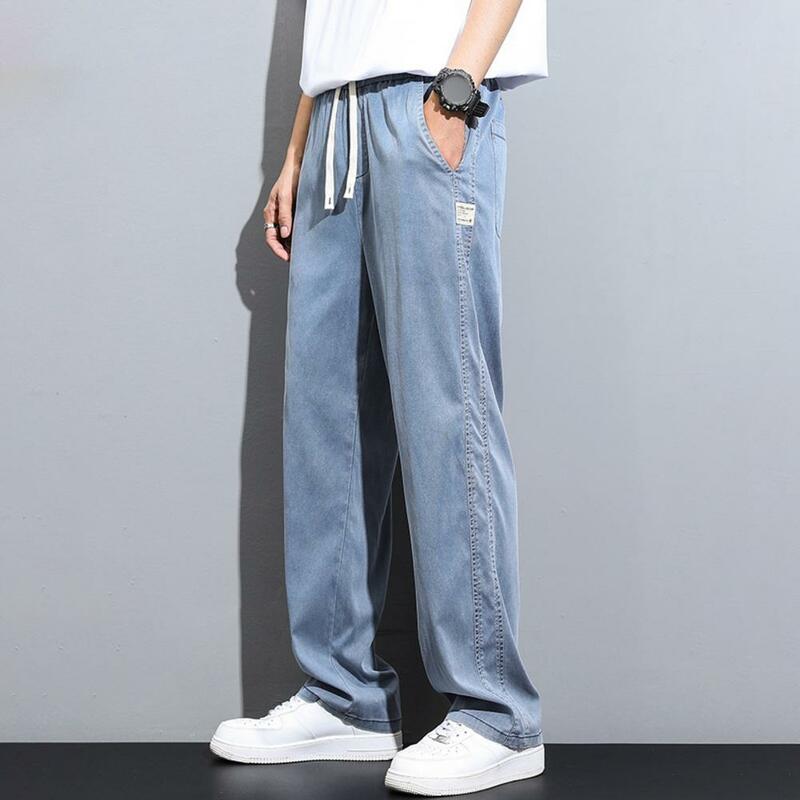 Pantalones de Jogging de estilo japonés para hombre, pantalones de chándal de pierna ancha con bolsillos laterales, cintura con cordón, Color sólido, gimnasio para trotar