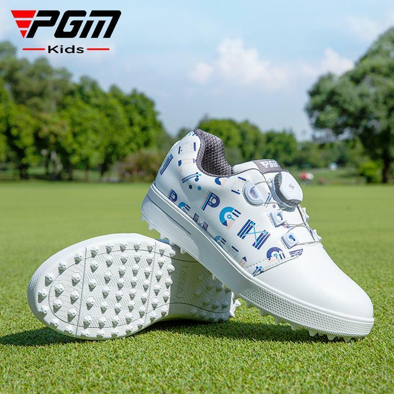 Tênis de golfe impermeáveis impressos PGM para crianças, roupas esportivas, cadarço de botão, fundo antiderrapante, tênis para meninos, XZ241