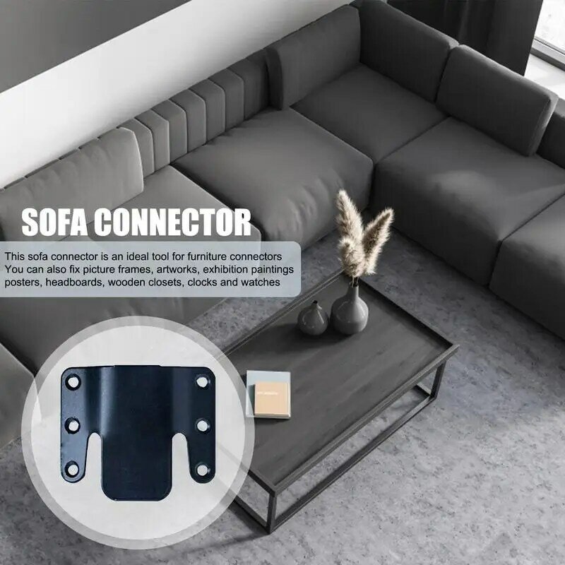 Conector secional do sofá do metal, suporte do bloqueio, cama de bloqueio, conectores nivelados da montagem com 24 parafusos, 4 PCes