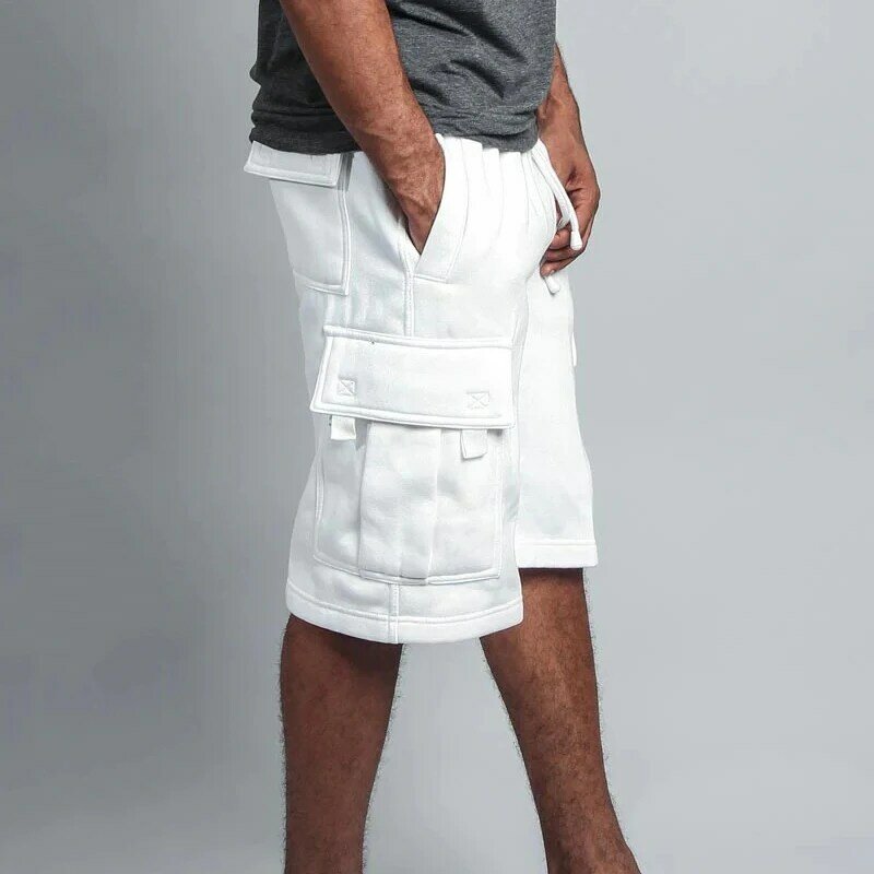 Gaya Amerika Gaya Hip-Hop Katun Longgar Celana Pendek Pria Multi-saku Mode Pakaian Pria Celana Olahraga Kebugaran Lima Titik