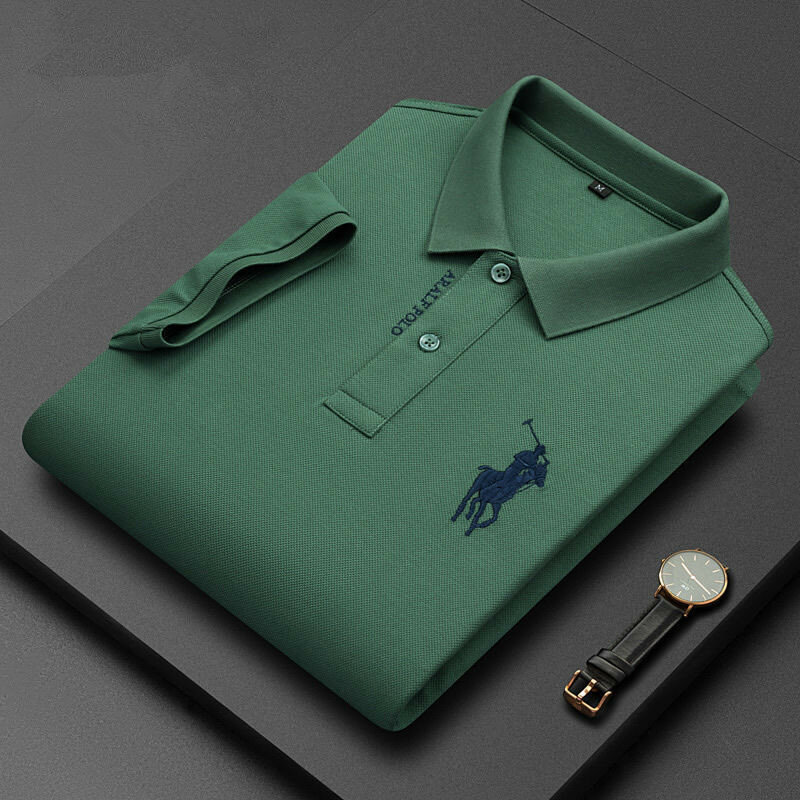 Letnia nowa 2024 męska koszulka Polo z klapą pół rękawa moda Casual Business haftowany T-shirt koszulki polo
