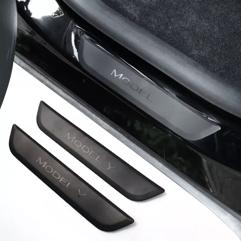 Rear Door Sill Protect Cover for Tesla Model Y Anti Kick Pad Inner & Outer Door Sill Guard Scuff Plate Welcome Pedal Seat Strip