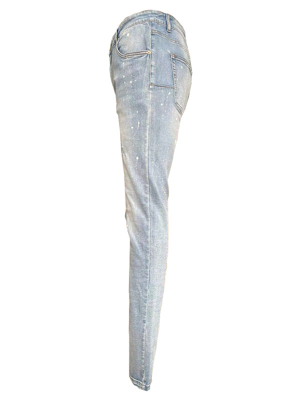 Mann elastische Röhrenjeans mit mittlerer Taille tägliche Hose für Herbst Slim Stretch Jeans Bleistift hose