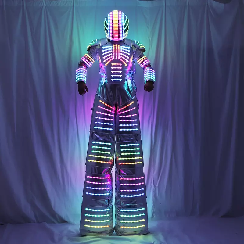 Costumes de vêtements de spectacle de modèle de robot LED, vêtements de performance de bar DJ, vêtements de scène de phtalus, futur robot, couleur trempée, lumineux, coloré
