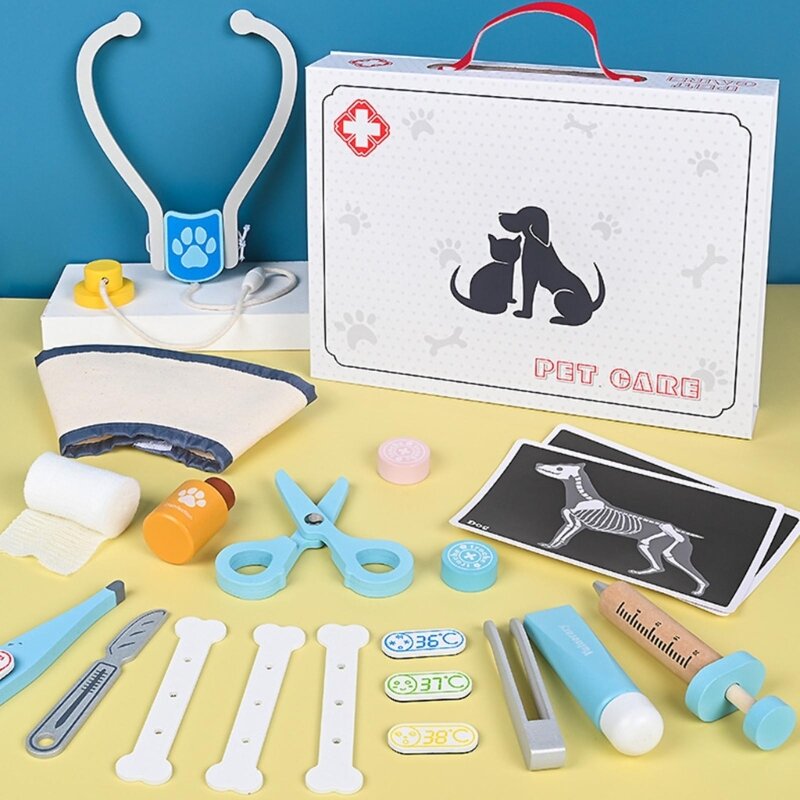 veterinario para niños, juego simulación médico con estetoscopio para mascotas, envío directo