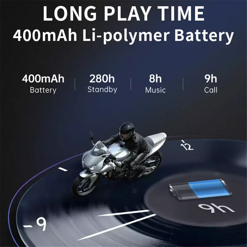 E50 helm sepeda motor, konduksi tulang Headset Bluetooth dengan Speakerphone suara HIFI panggilan jelas 380mAh 6 jam daya tahan baterai