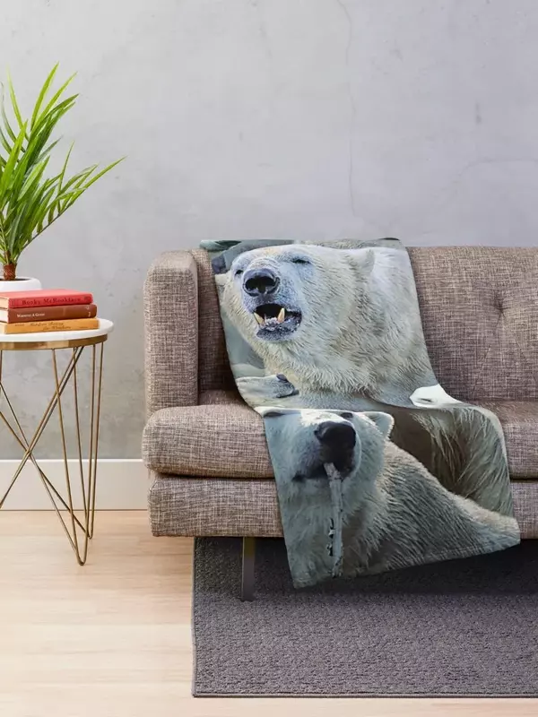 Couverture de jet d'ours polaire, plaid mobile, couvertures de luxe