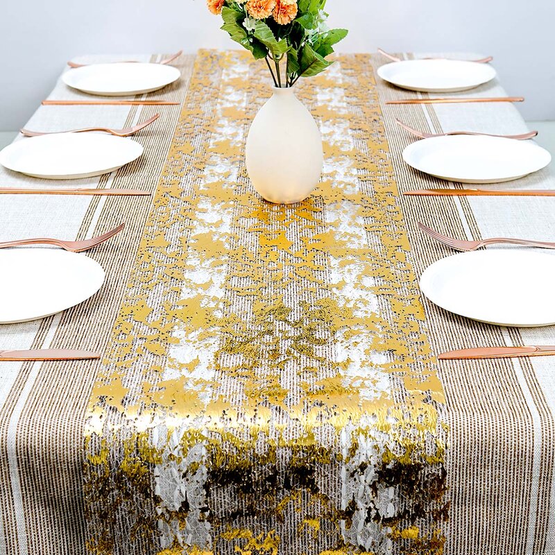 Caminos de mesa finos de oro metálico brillante, lentejuelas doradas/plateadas, lámina metálica, rollo de malla fina, decoración de fiesta, boda y Navidad