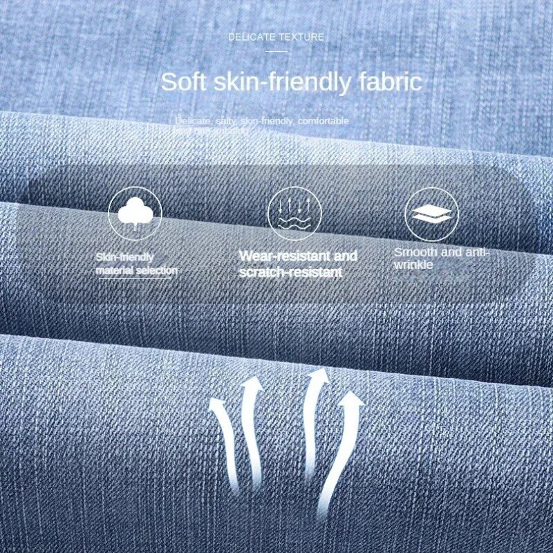 メンズクラシックスタイルのジーンズ,伸縮性のあるデニムパンツ,上質な素材,ビジネス,夏,2022