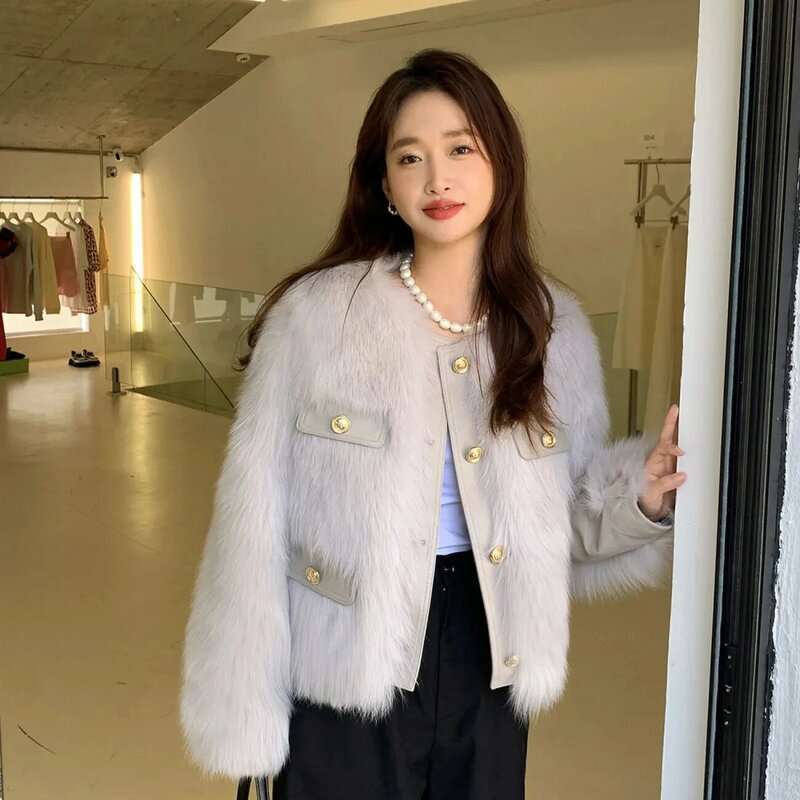 여성용 한국 모피 코트, 따뜻한 코트, 코트데이 인조 폭스 코리아 플러시, 두껍고 젊은 스타일 짧은 재킷, 겨울 신상