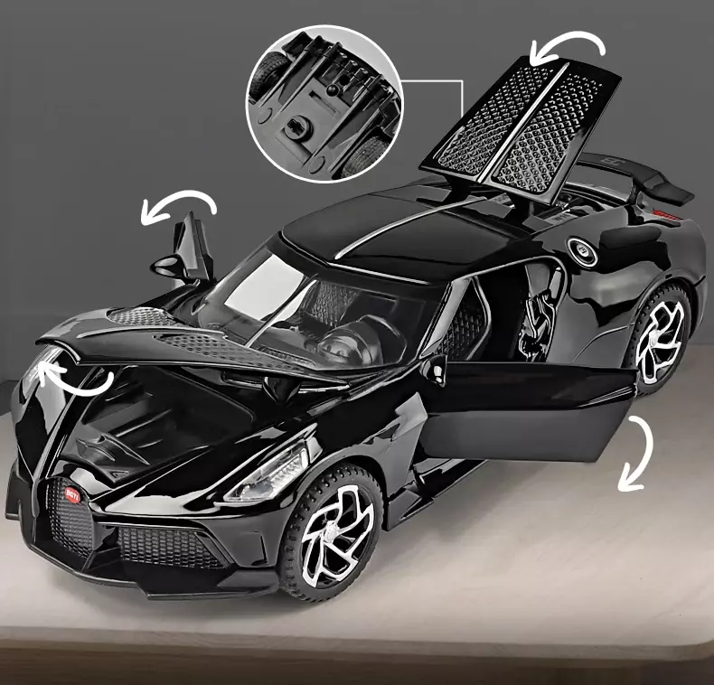 1:32 Bugatti La Voiture Noire Alloy Model Car Toy Diecasts Metal Casting Sound and Light Pull Back Car Toy For Children Vehicle