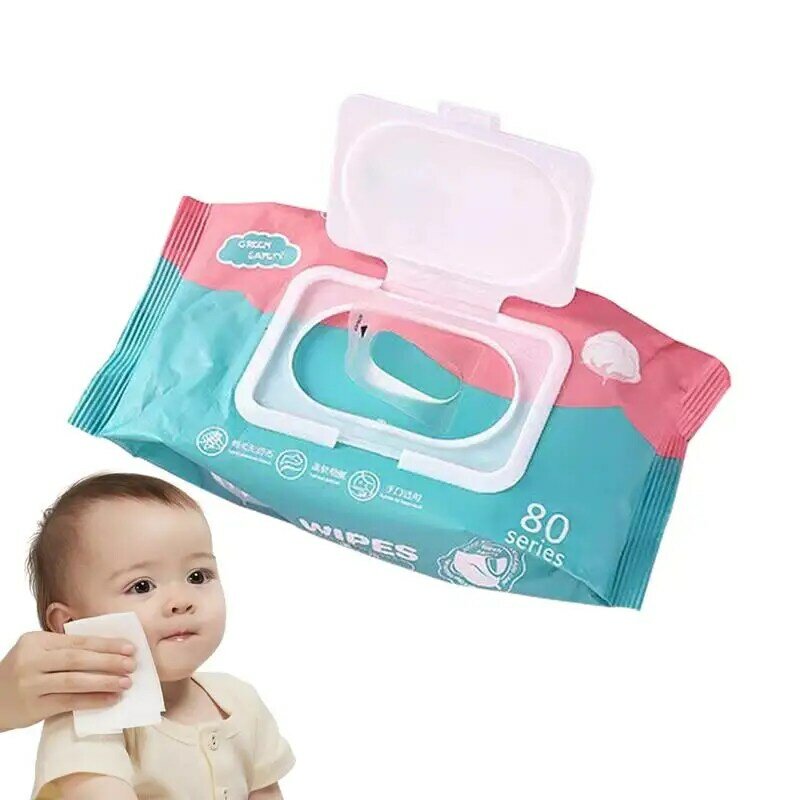 Toddler Mouth Wipes 80pcs Cleaning Hands Wipes Soft For Toddler Purified Water Wipes Wet Pads Skin-Friendly For Road Trip