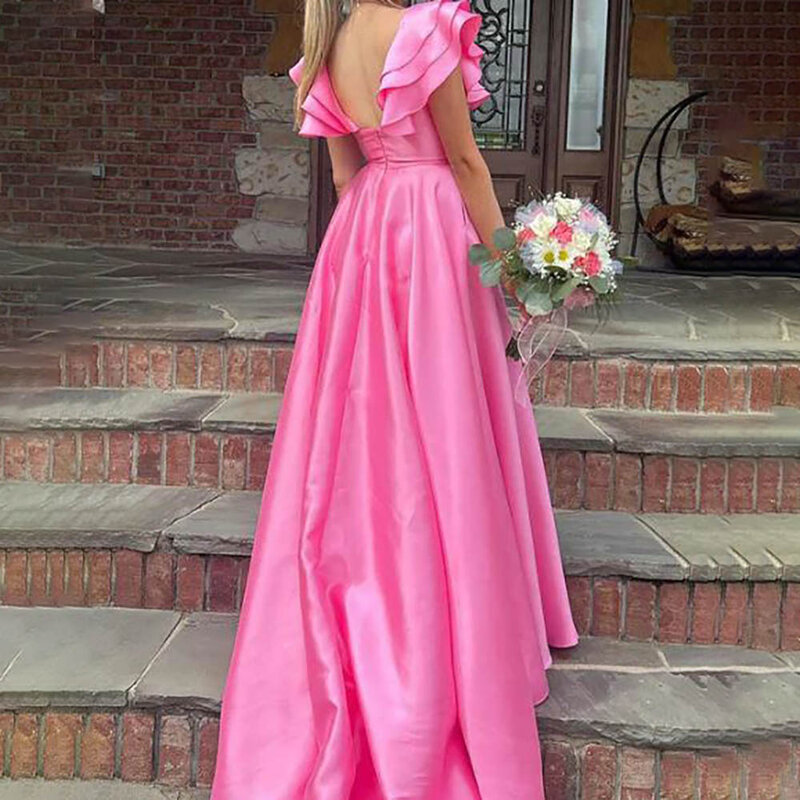Tulle A-Line Prom Dress Off-Shoulder Sweetheart Short Sleeves Pleat Open Back Full Length Sweep Train Vestido de Fiesta