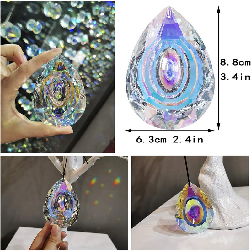 K9 Crystal Prism AB Clear Faceted Large Oval Chandelier Crystal Hanging Ornaments DIY Suncatcher Pendants Rainbow Maker 1PCs