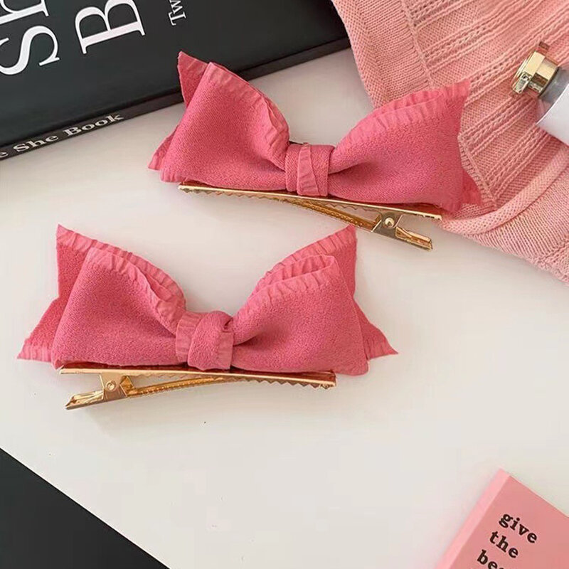 1 Pc Korean Style Charm Princess Pink Bowknot Hairpin Summer Fashion Sweet Alligator Clip Hair Accessories For Women Jewelry