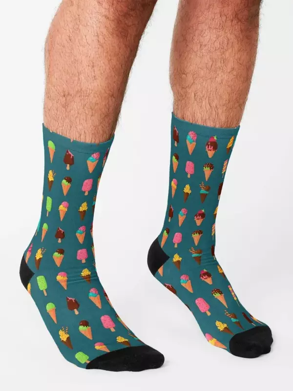 Ice Cream print Socks bright garter cartoon Socks For Men Women's