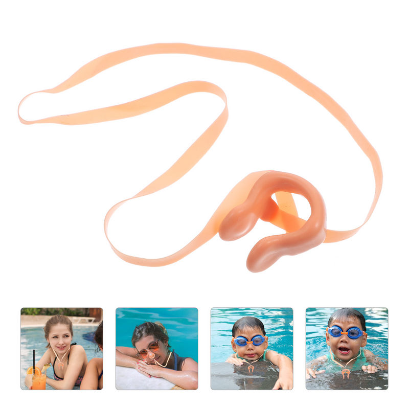 Clip de Nariz de natación de silicona para niños y adultos, 6 piezas, con correa, protección para la nariz, accesorio de natación