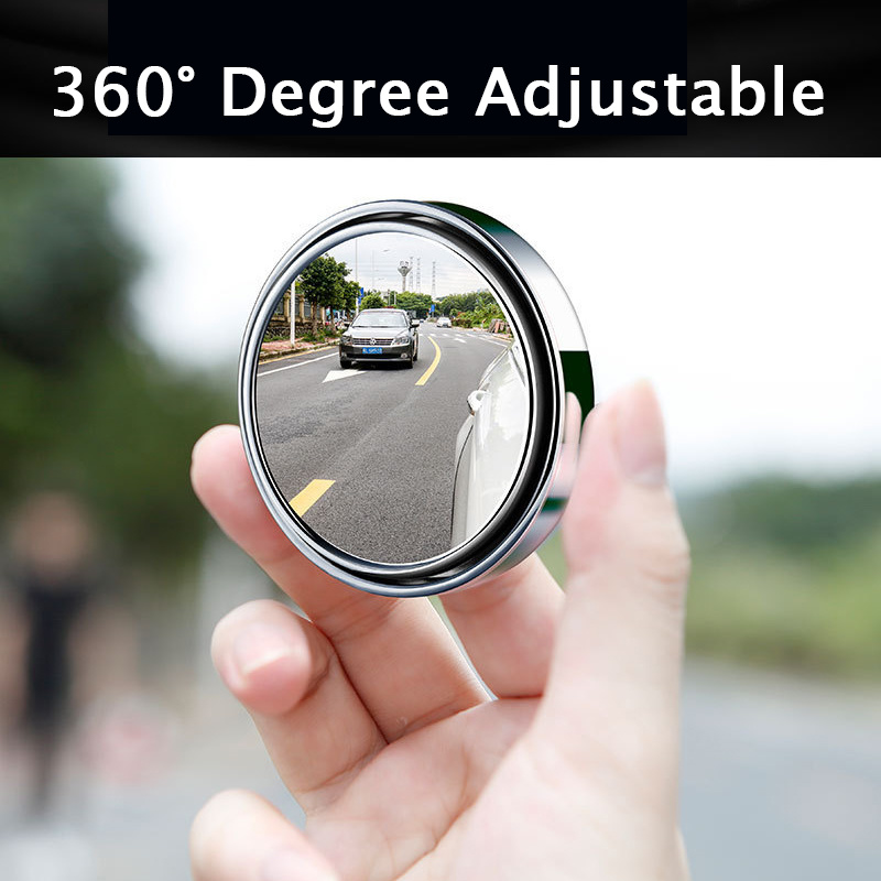 2Pcs 360 Degree Adjustable Blind Spot Mirror Car Auxiliary Rearview Convex Mirror Round Frame Wide Angle Mirrors for Car Reverse