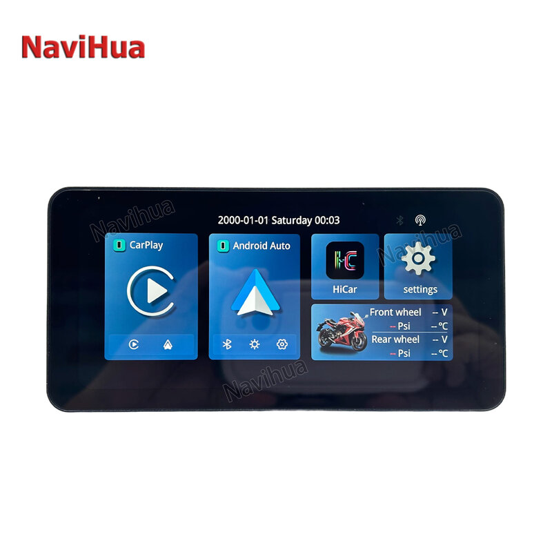 Motocicleta portátil Display LCD, CarPlay sem fio, Android Auto Tire Pressure Display, alta qualidade, 6.3 Polegada, IPX7