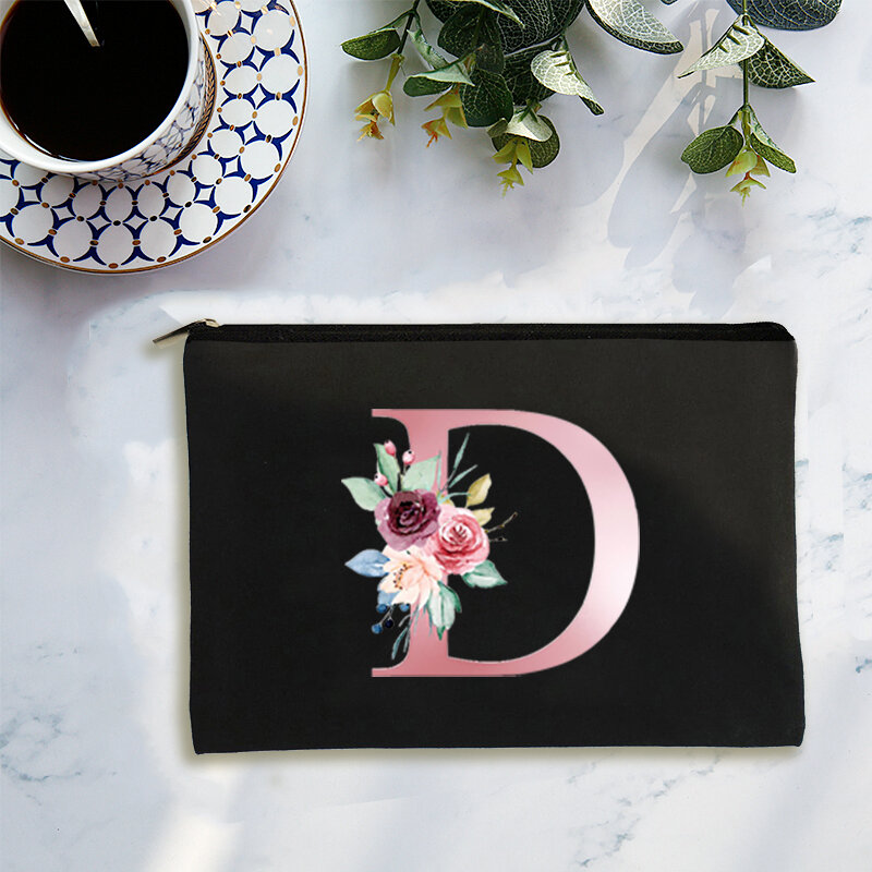 Różowy ze wzorem alfabetu na zewnątrz dziewczyna kosmetyczka kosmetyczka worek do przechowywania wodoodporna kobieta kosmetyczka ładny portfel