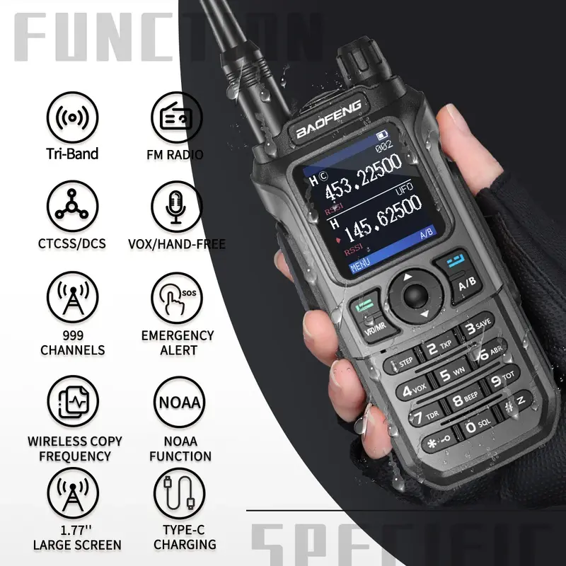 Baofeng UV-21 Pro Walkie Talkie, rádio bidirecional, longo alcance, freqüência de cópia sem fio, alta potência, Ham rádio bidirecional, 999CH, 2pcs