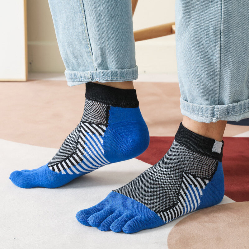 5 paia di calzini alla caviglia da uomo calzini estivi in rete stile giapponese Harajuku calzini sportivi Casual Anti-attrito traspiranti con le dita