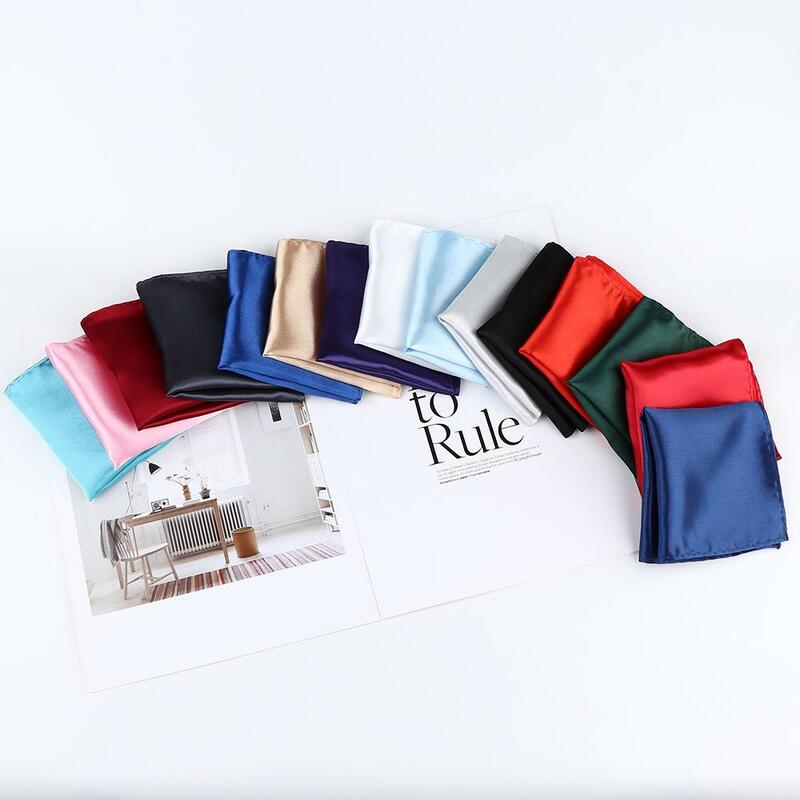 Satin Plain 15 Color Square Formal Suit Pocket for Wedding Dress Party Plain Solid Pocket Square Silk Hanky Handkerchief