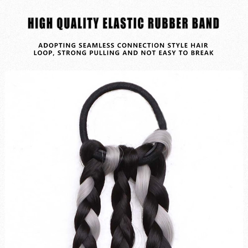 Extensão de cabelo rabo de cavalo sintético para mulheres, elásticos de borracha, Dreadlocks, peruca longa para menina, fácil de usar, 35cm