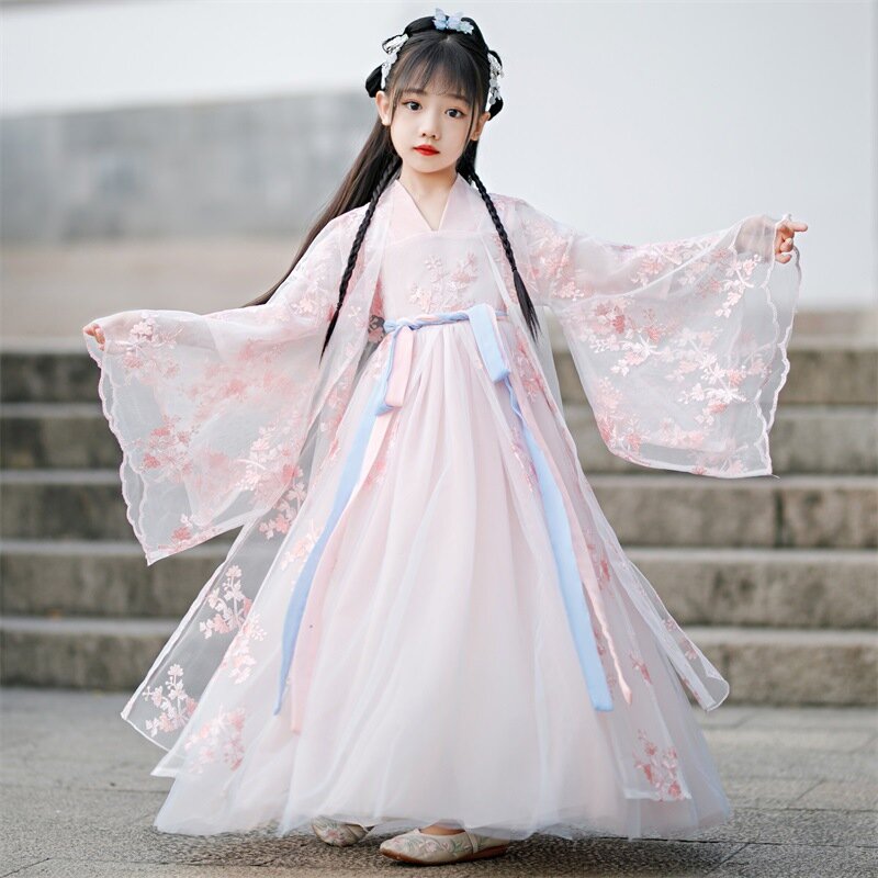 الصينية سترة فتاة الرقص الشعبي الزي أداء الصينية زي الاطفال الأطفال الجنيات تانغ سلالة السنة الجديدة الملابس للفتيات