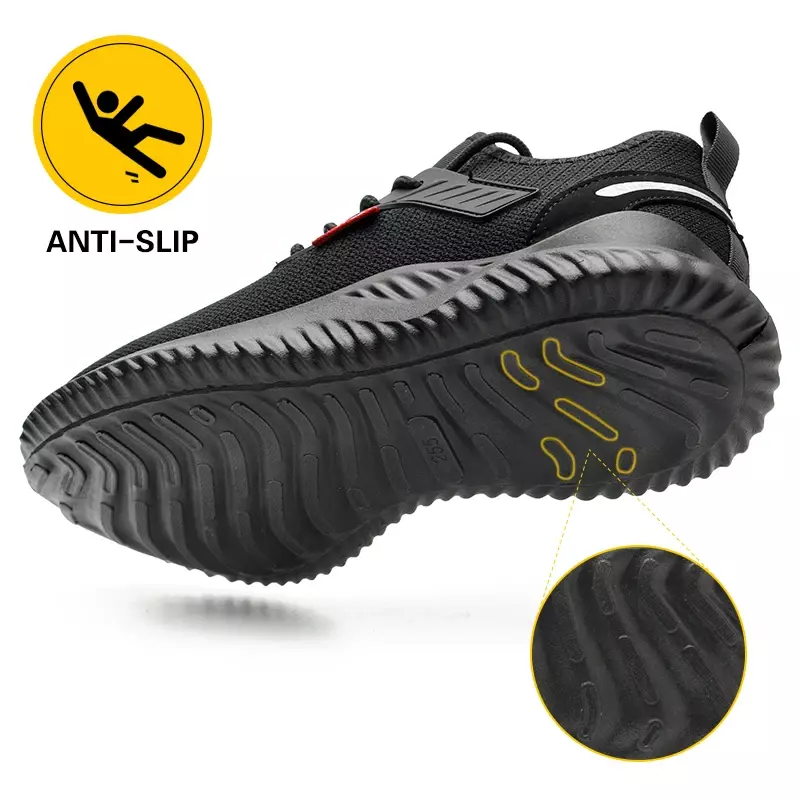 MIjia Work Shoes for Men Non Slip Running Skateboarding Shoes Breathable Steel Toe Sneakers Shock Absorption Footwear Shoes New