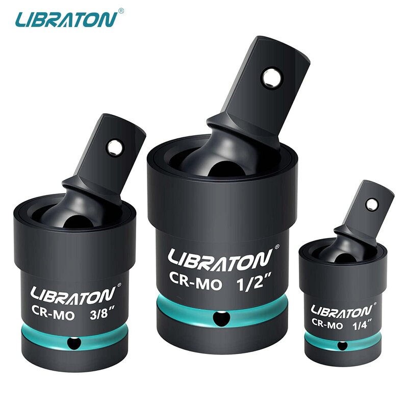 Libraton-Conjunto de soquete giratório, Wobble Grade, Junta Universal, Drive Cr-Mo Aço, 1,4 ", 3,8", 1,2"