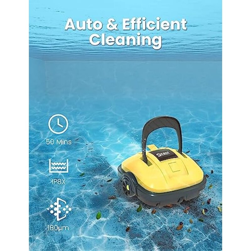 Akku-Roboter-Pool reiniger, automatischer Pools taub sauger, leistungs starke Absaugung, ipx8 wasserdicht, Doppel motor, 180μm Fein filter für oben