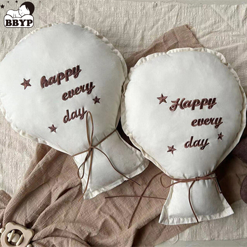 2Pcs Cotton Embroidery Balloon Wall Hanging Ornaments Kids Room Cute Deco Pillow Nordic Baby Nursery Bedroom Living Room Decor
