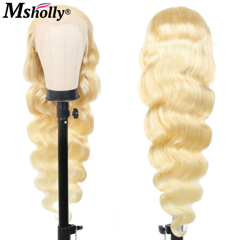 Perruque Brésilienne Remy Lisse Blond Miel 613, Cheveux Naturels, 13x4, HD, Pre-Plucked, Dentelle Transparente, pour Femme