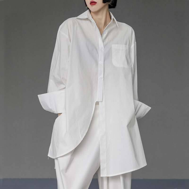 Kaus Wanita Kaus Desainer Tidak Beraturan Netral Kasual Longgar Longgar Y2k Gothic Pria Blus Musim Panas Hitam Elegan Mode Jepang
