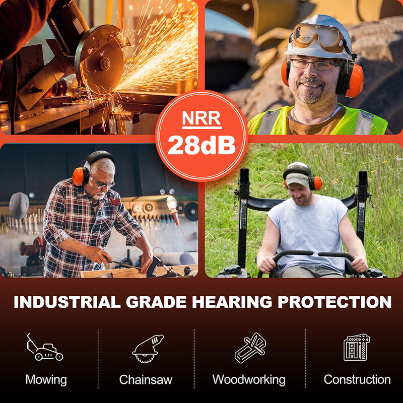 ZOHAN Adjustable Hearing Safety Protection Earmuffs Noise Reduction Earmuff for Mowing Construction Woodworker Shooting Hunting