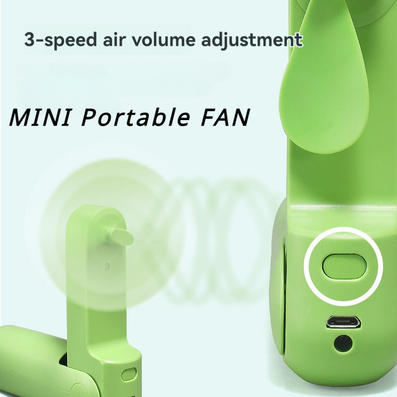 Handheld pequeno ventilador elétrico, forma bonito dos desenhos animados, energia eólica forte, função lanterna, mini ventilador portátil recarregável, novo