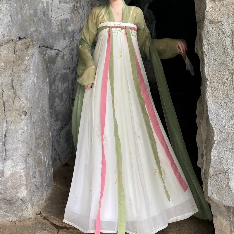 Original Hanfu Women Chinese Tang Dynasty Costumes Ancient Hanfu Traditional Thin printed Dress Fairy For Spring And Summer