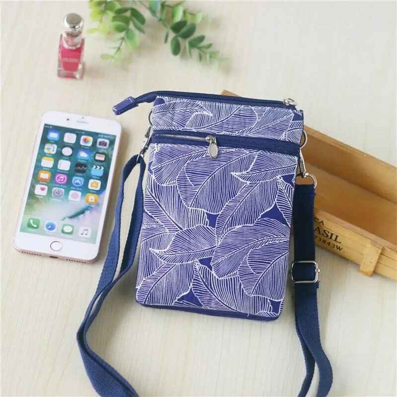 Mini Crossbody Bag 5 Pockets Canvas Small Handbag Mobile Phone Pouch Women Wallet Teens College Students Girls Purse