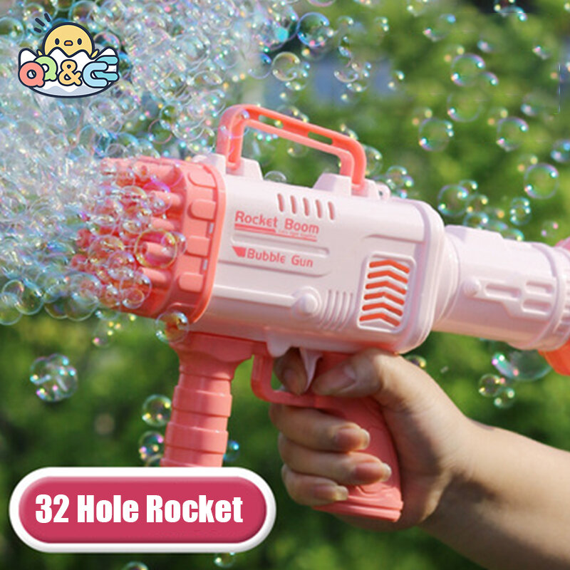 32 Hole Bubbles Gun Kids Toy Rocket Soap Bubble Machine Guns Automatic Blower Outdoor Toy for Children Gift
