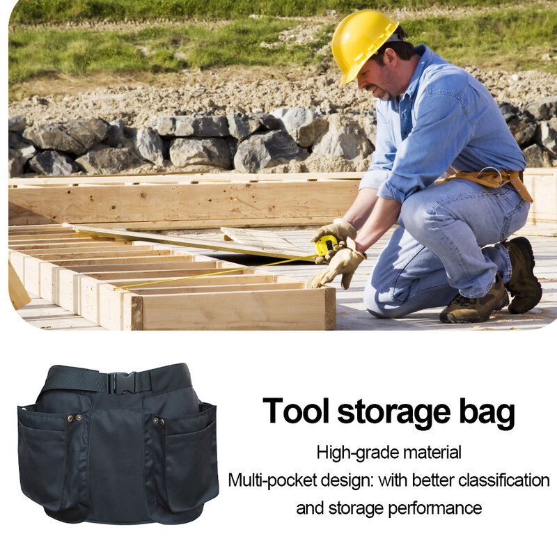 Tas sabuk alat portabel, kantong sabuk alat pinggang dapat disesuaikan, saku penyimpanan perangkat keras multifungsi untuk berkebun pekerjaan kayu