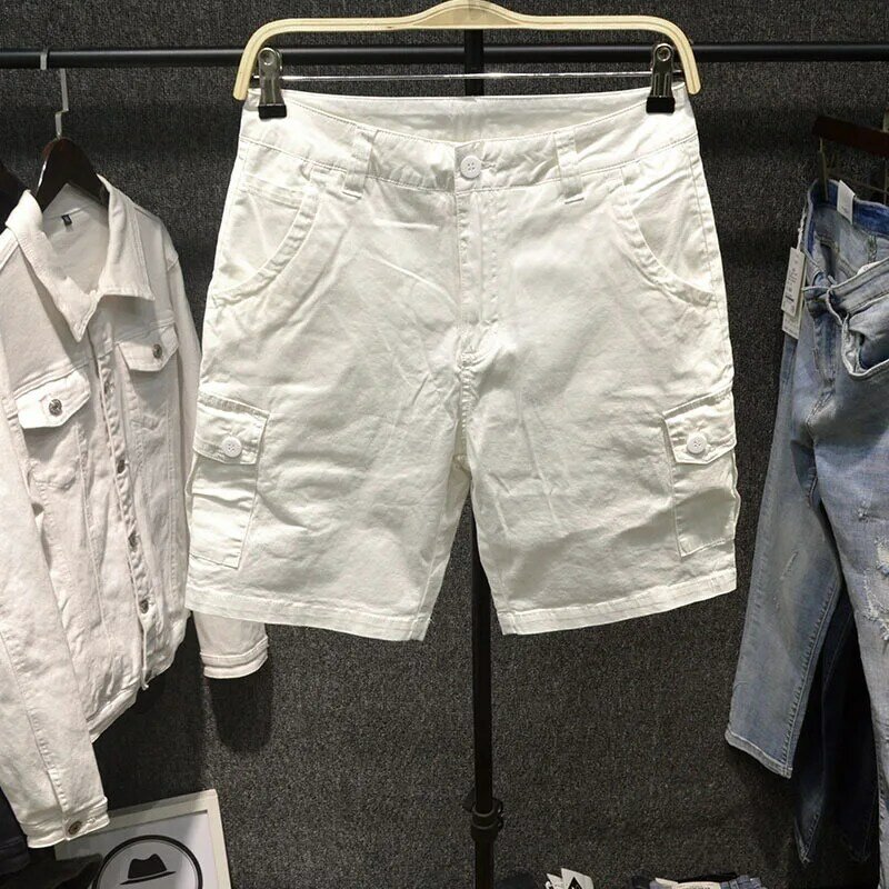Новинка 2024, мужские летние шорты-карго, уличные свободные модные Универсальные спортивные повседневные пляжные шорты с несколькими карманами