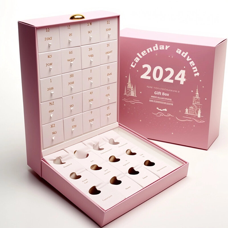 Customized productWholesale Chocolate  parcel eve ramadan advent calendar jewelry box 12 days makeup packaging gift pr
